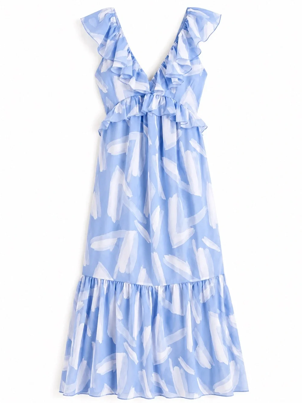 Abercrombie & Fitch | Babydoll Drama Ruffle Open Back Tie Maxi Dress ~ Small